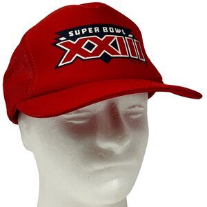 Vintage Super Bowl XXIII Trucker Hat Baseball Cap San Francisco 49ers 80s Red